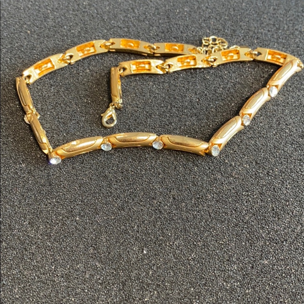 Christina Collection goldtone necklace w/rhinestones